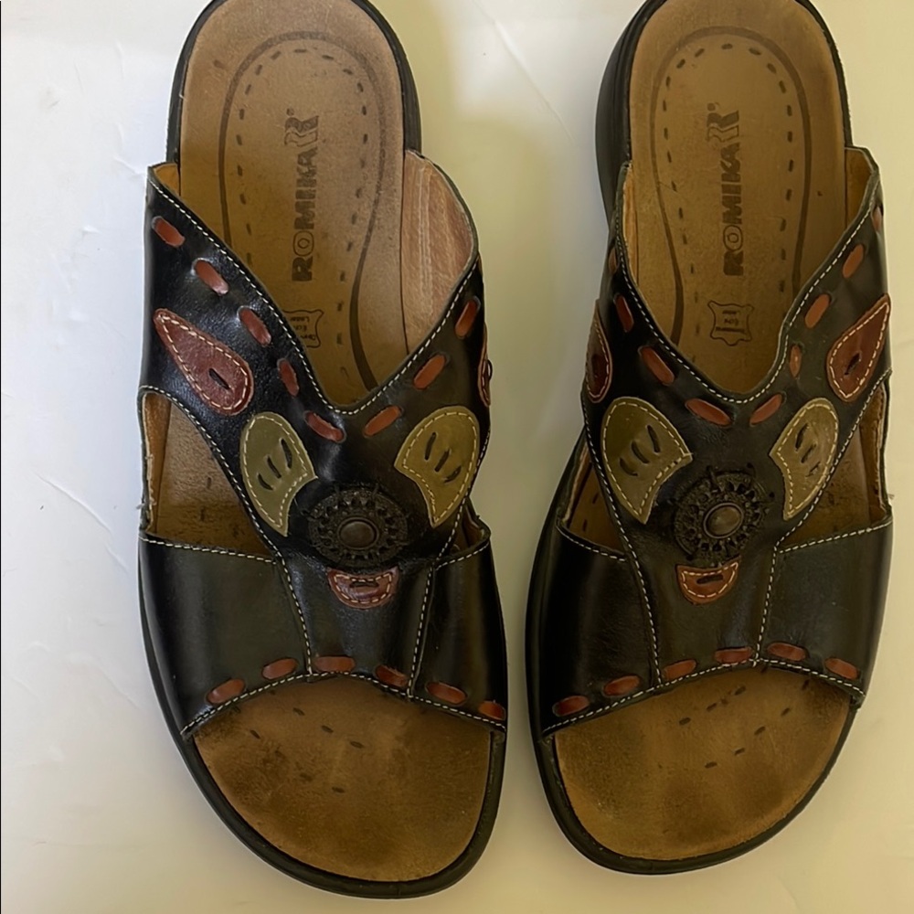 Romika Black and Brown Comfort Sandals